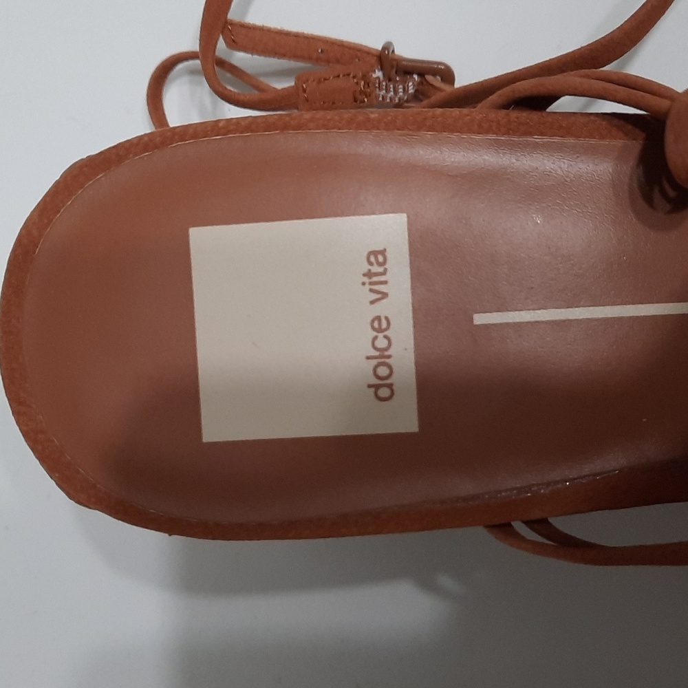 NWT DOLCE VITA BROWN MASH LACE UP SANDALS SZ 10 - Picture 2 of 12